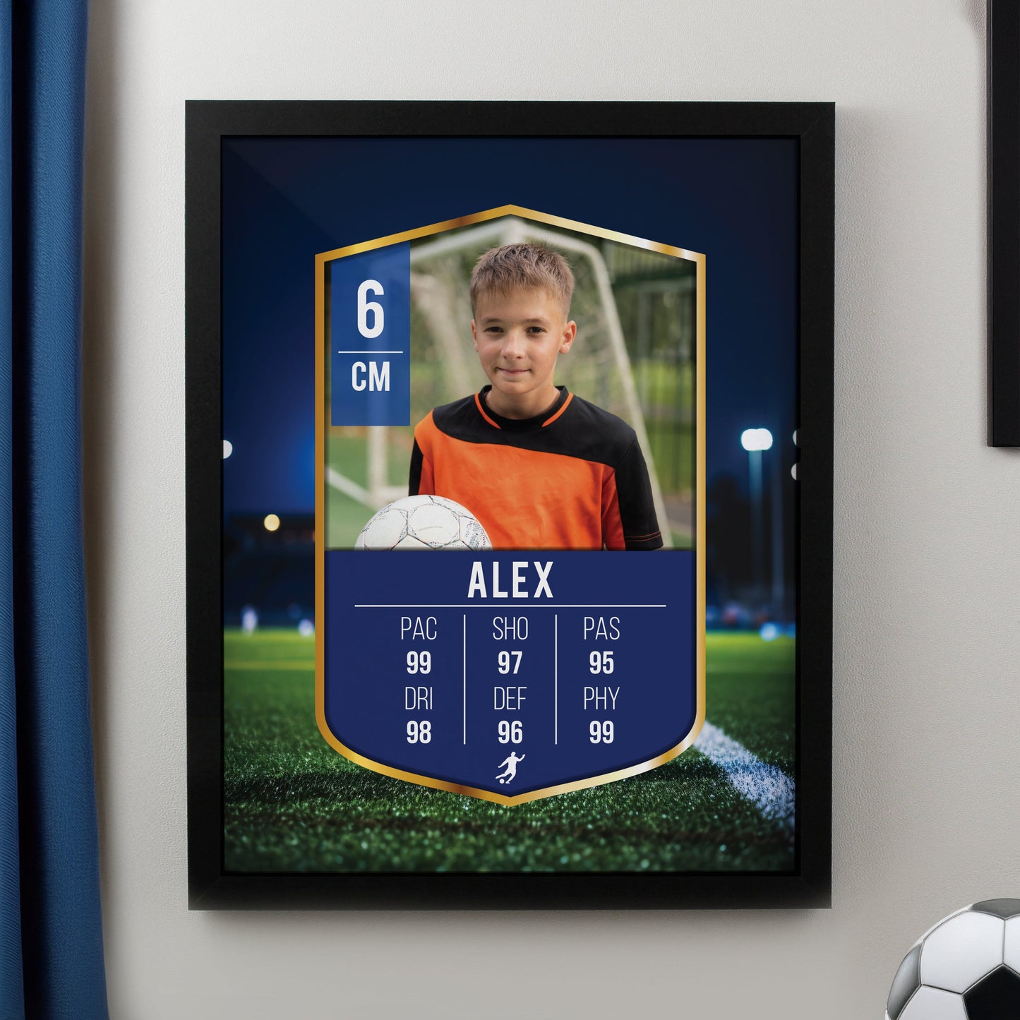 Personalised Photo Football Card Framed Prints: 2 - Black - Framed Prints By Gift Moments