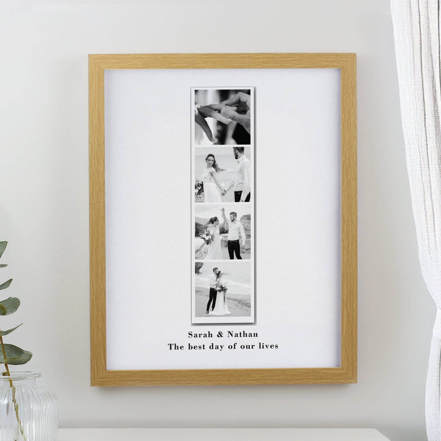 Personalised Photo Strip Framed Prints: 1 - Oak - Framed Prints By Gift Moments