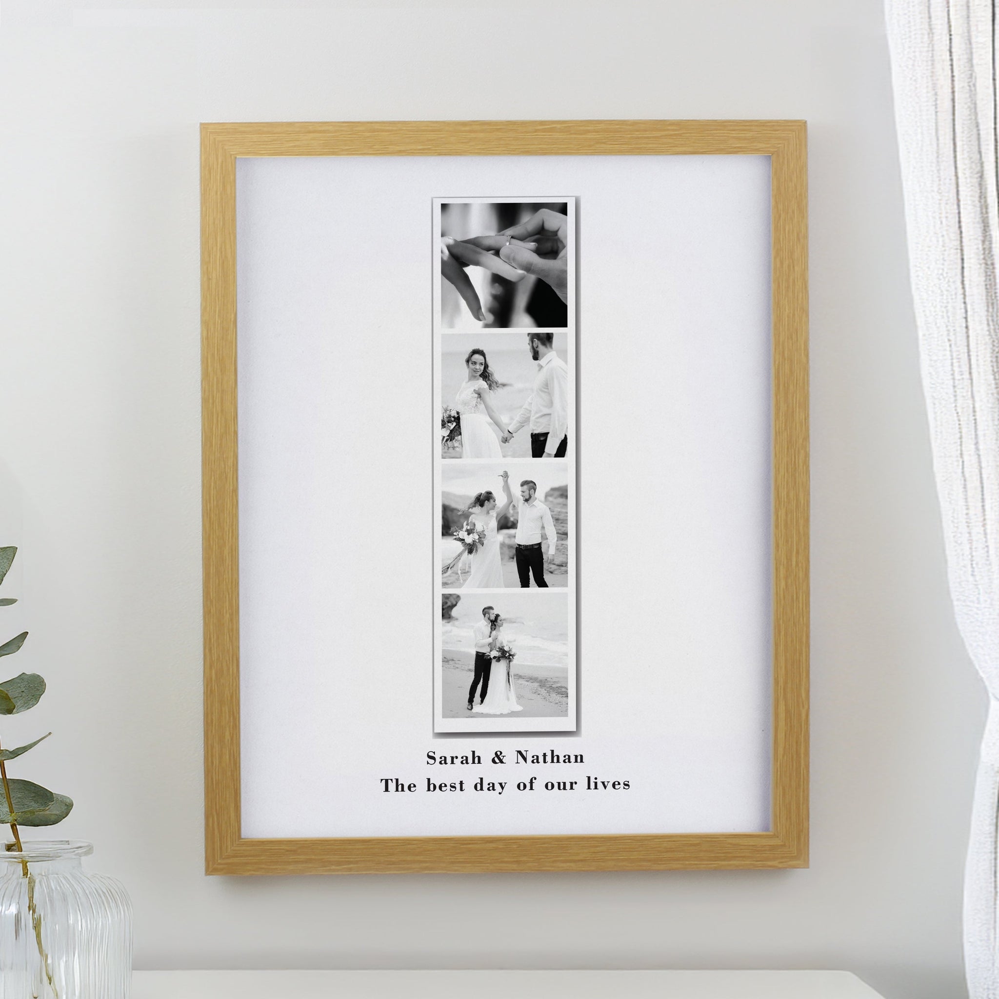 Personalised Photo Strip Framed Prints: 1 - Oak - Framed Prints By Gift Moments