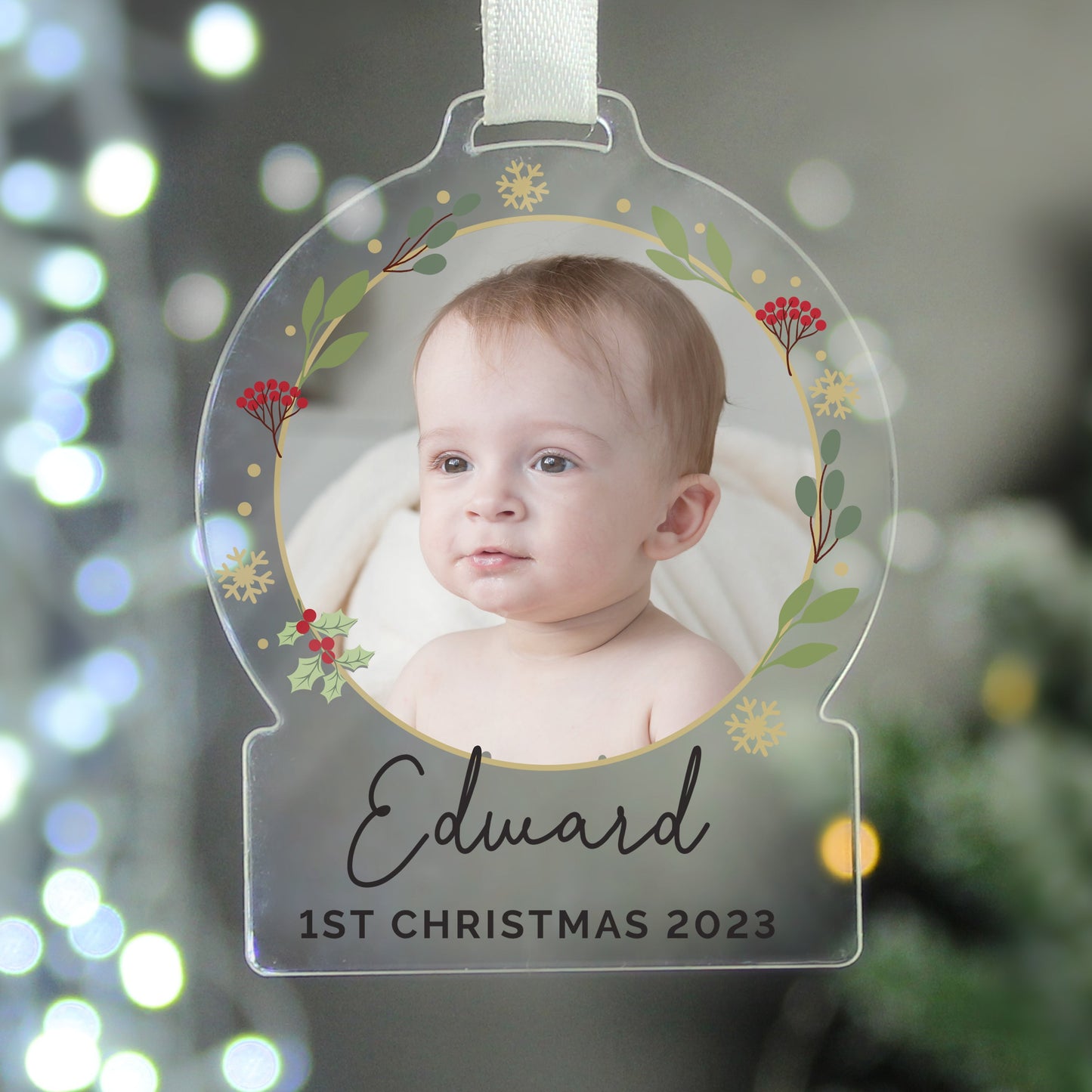 Personalised Photo Upload Acrylic Christmas Decoration: 3 - Christmas Decorations By Gift Moments