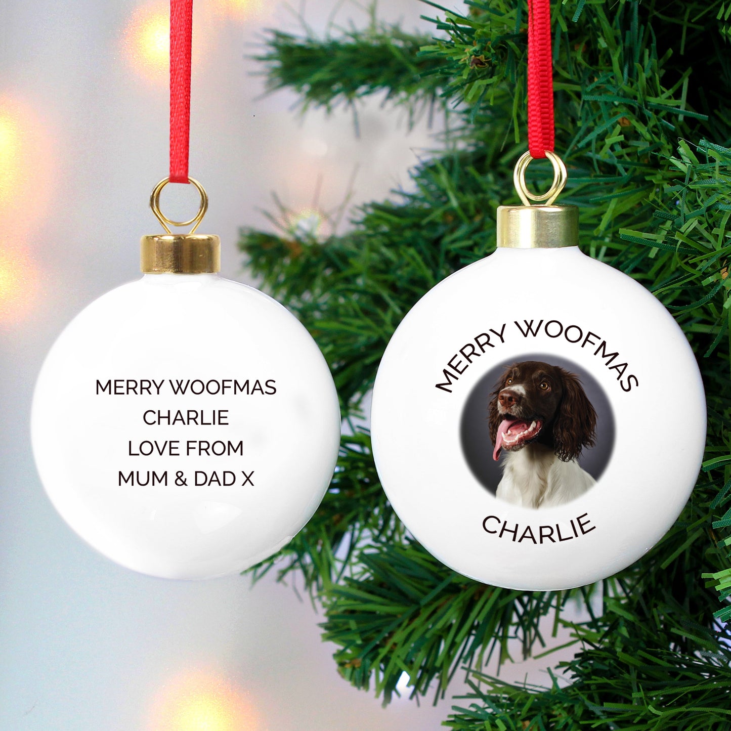 Personalised Photo Upload Bauble: 2 - Christmas Baubles By Gift Moments