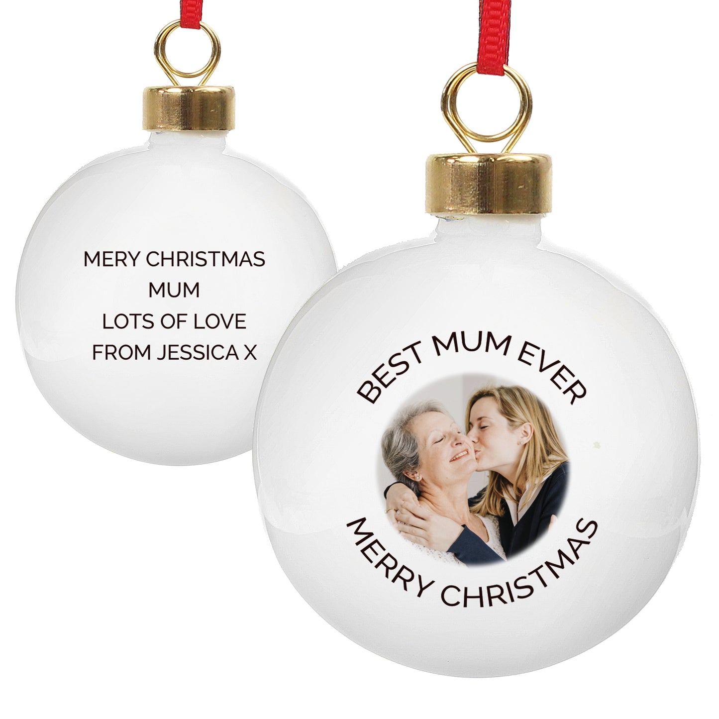 Personalised Photo Upload Bauble: 5 - Christmas Baubles By Gift Moments