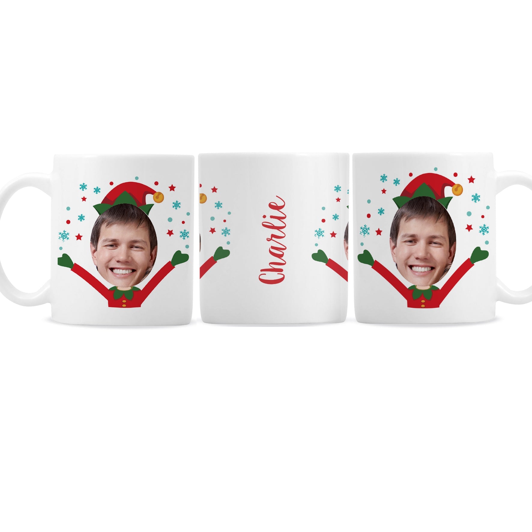 Personalised Photo Upload Christmas Elf Mug: 6 - Mugs By Gift Moments