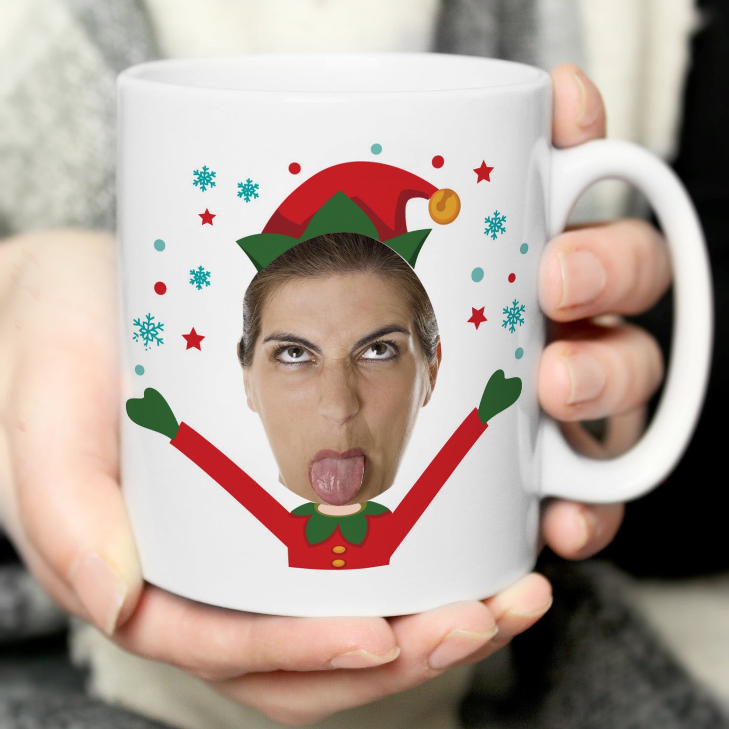 Personalised Photo Upload Christmas Elf Mug: 3 - Mugs By Gift Moments