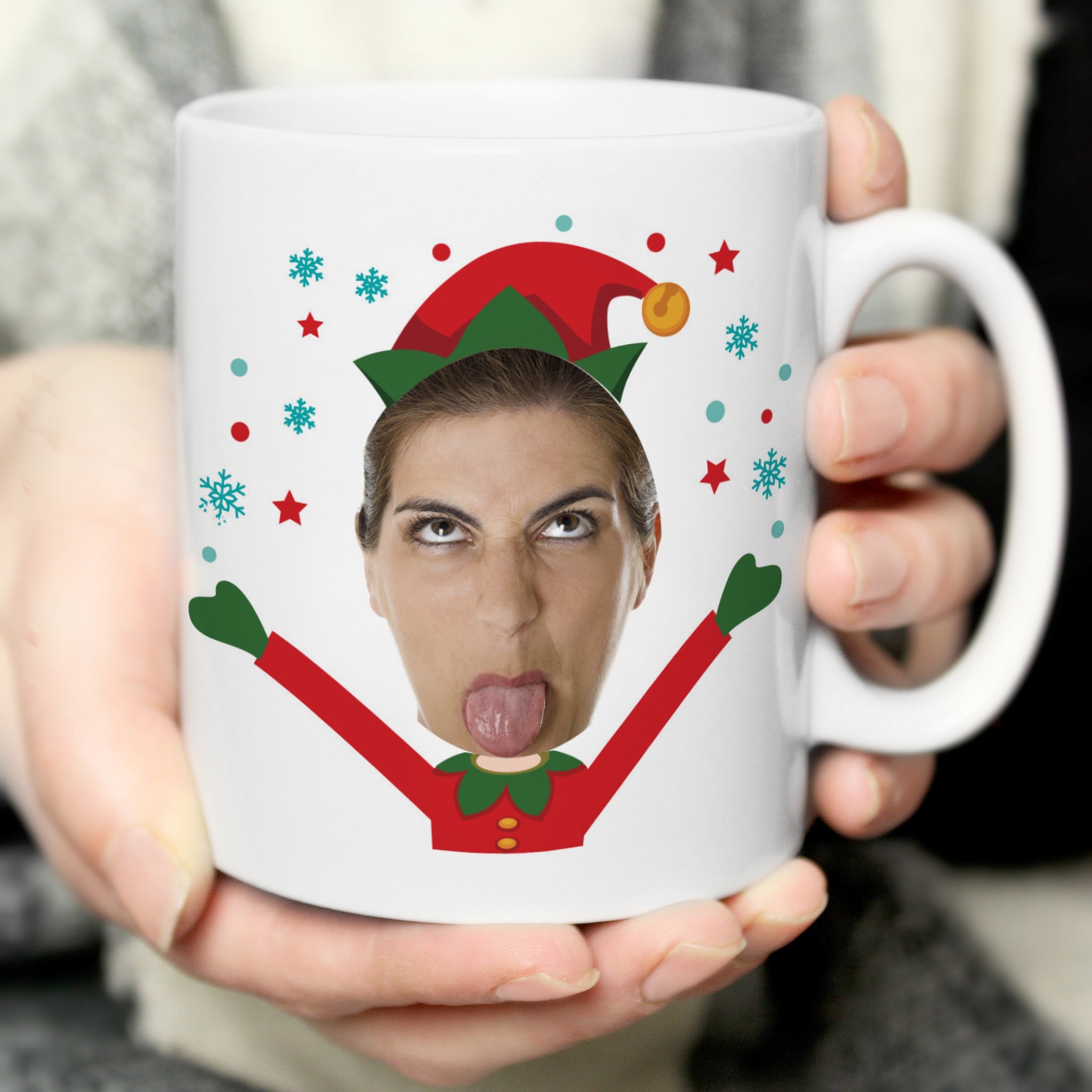 Personalised Photo Upload Christmas Elf Mug: 3 - Mugs By Gift Moments