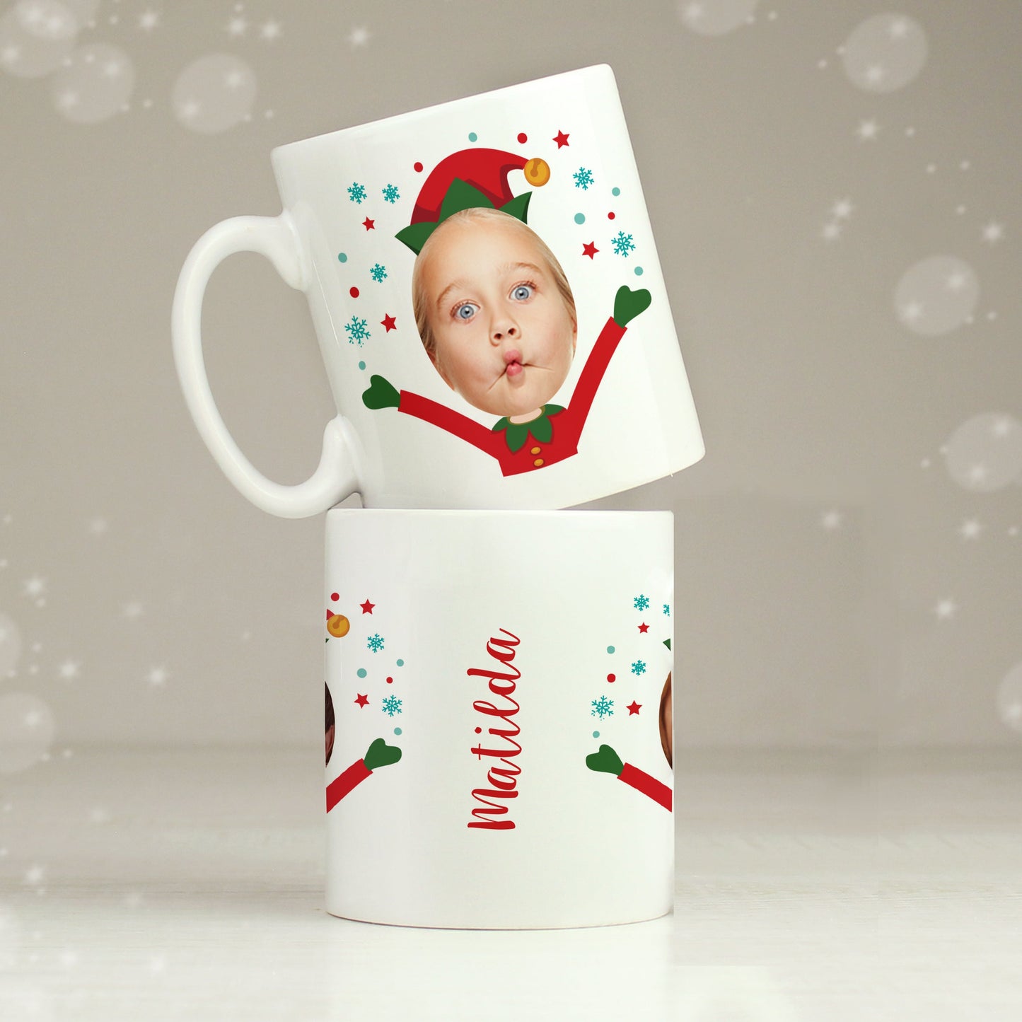 Personalised Photo Upload Christmas Elf Mug: 1 - Mugs By Gift Moments
