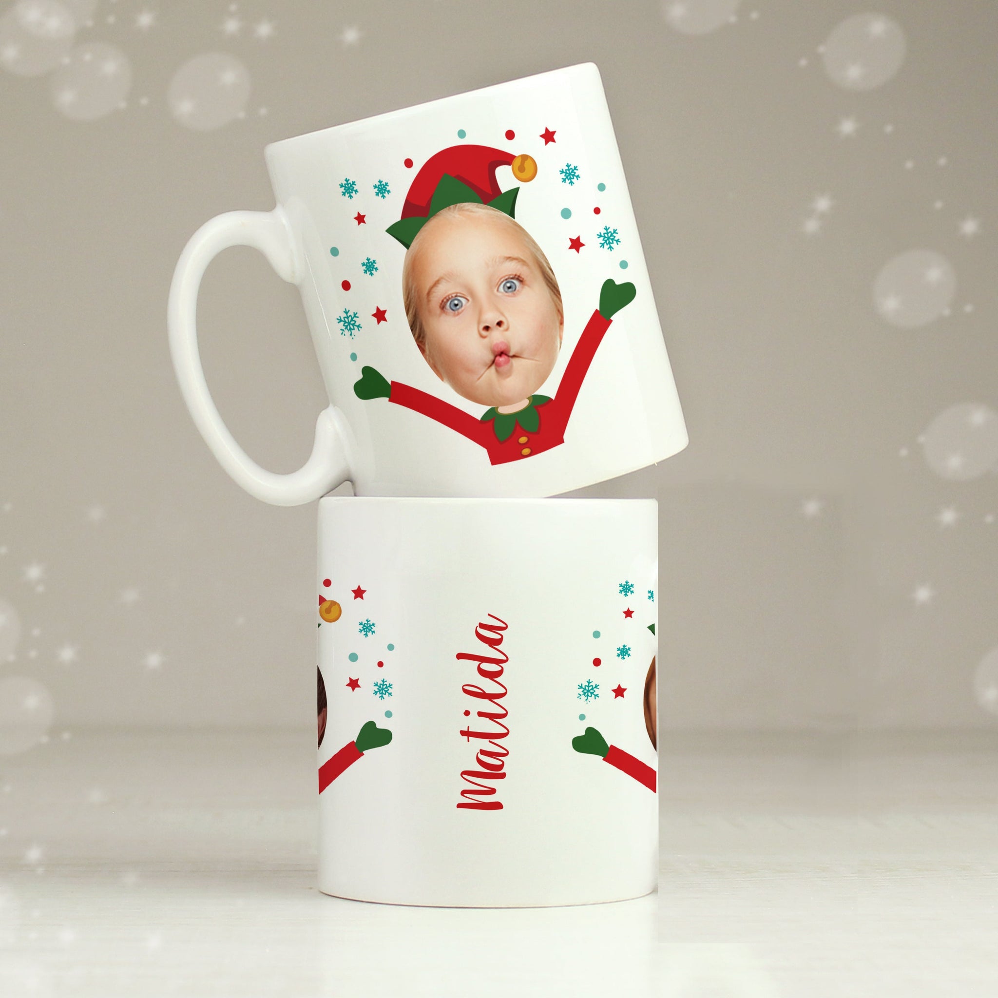 Personalised Photo Upload Christmas Elf Mug: 1 - Mugs By Gift Moments