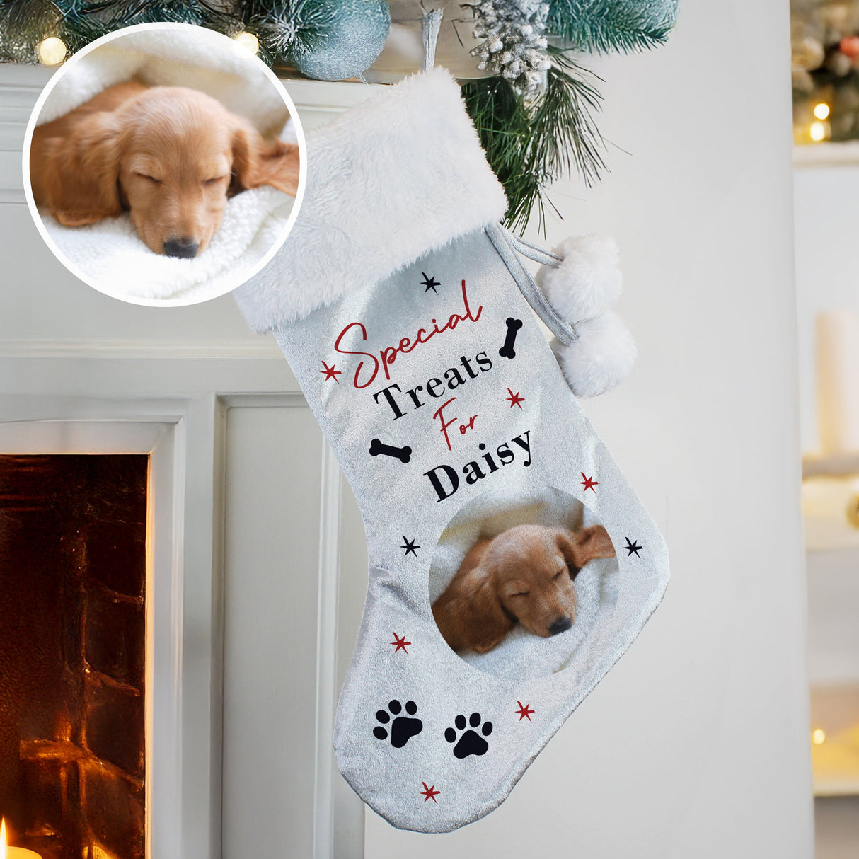 Personalised Photo Upload Dog Christmas Stocking: 2 - Christmas Stockings By Gift Moments