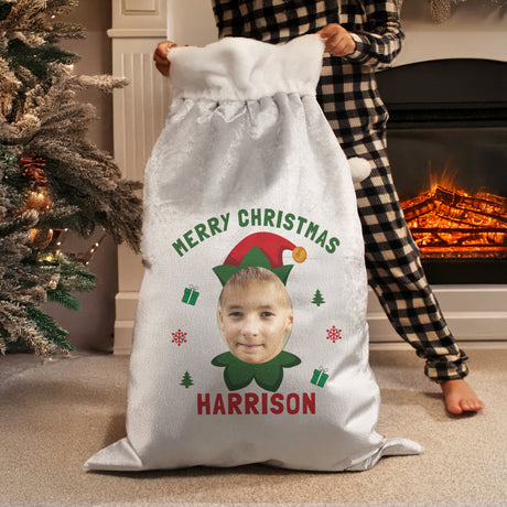 Personalised Photo Upload Elf Christmas Sack: 3 - Christmas Sacks By Gift Moments