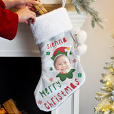 Personalised Photo Upload Elf Christmas Stocking: 2 - Christmas Stockings By Gift Moments