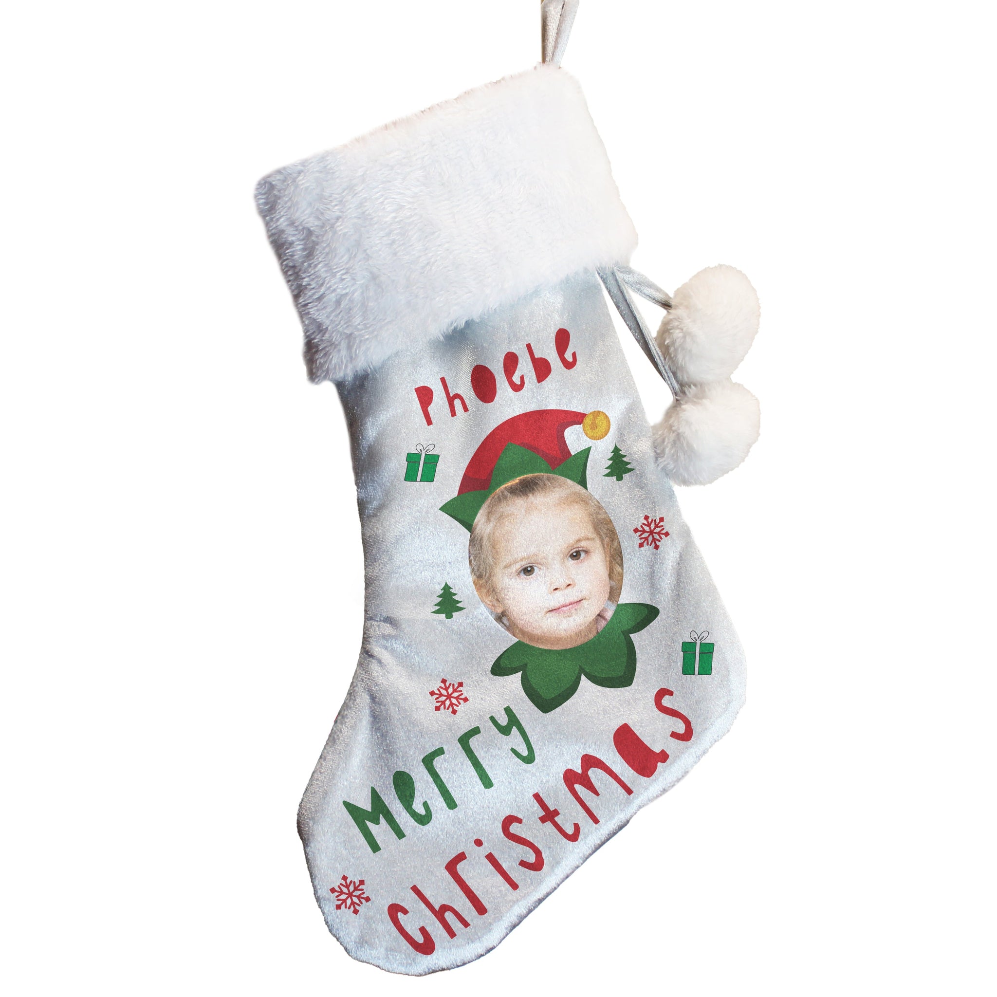 Personalised Photo Upload Elf Christmas Stocking: 4 - Christmas Stockings By Gift Moments