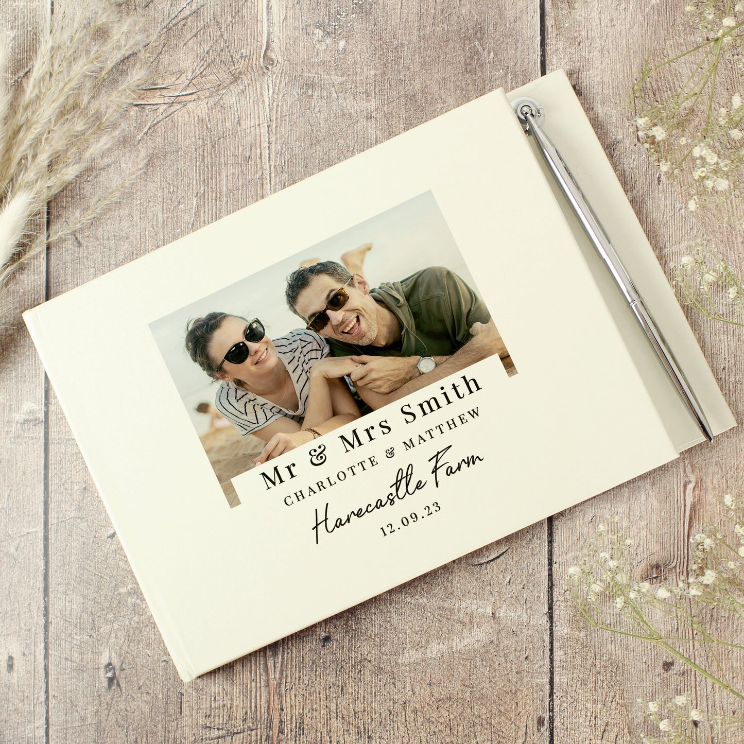 Personalised Photo Upload Hardback Guest Book & Pen: 2 - Guest Books By Gift Moments