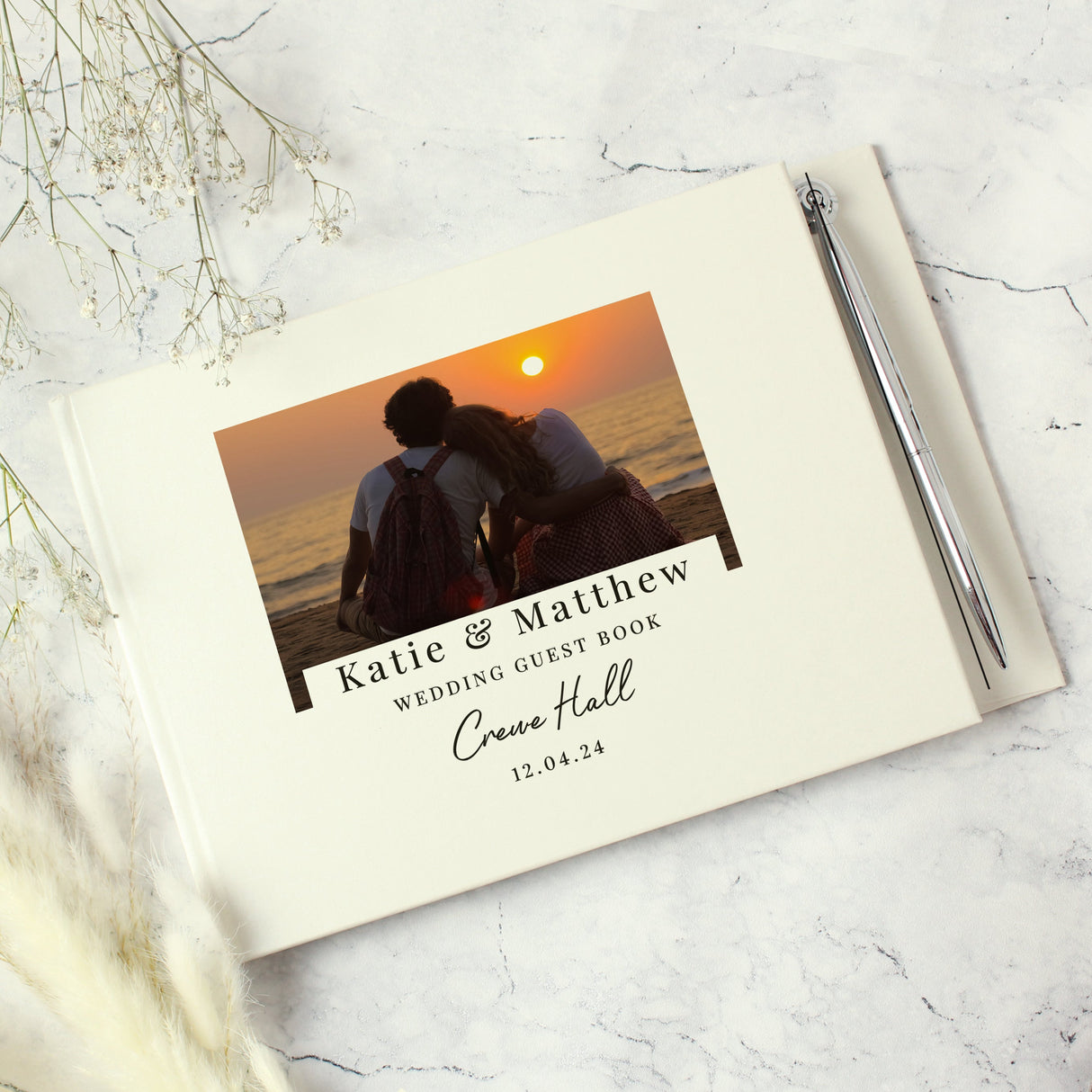 Personalised Photo Upload Hardback Guest Book & Pen: 6 - Guest Books By Gift Moments