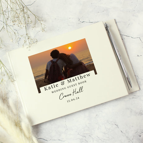 Personalised Photo Upload Hardback Guest Book & Pen: 6 - Guest Books By Gift Moments