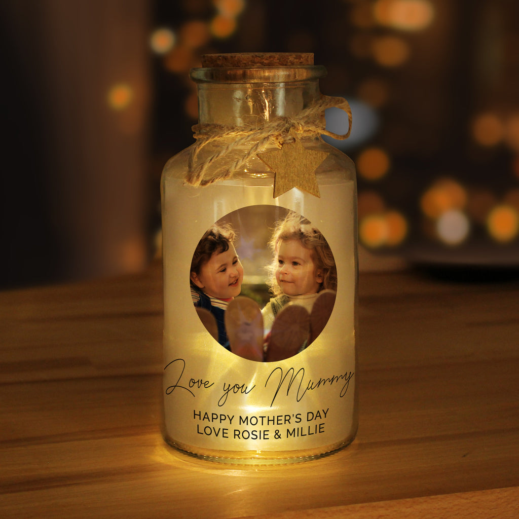 Personalised Photo Upload LED Glass Jar - Shop LED Lighting At Gift Moments - 1