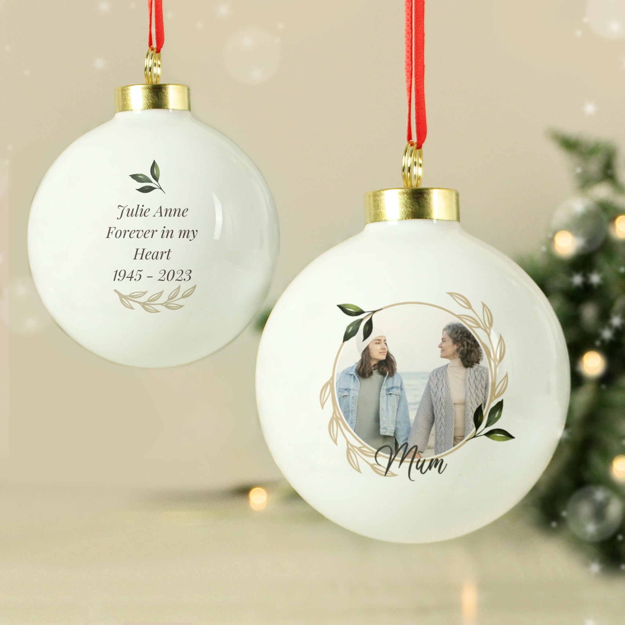 Personalised Photo Upload Memorial Bauble: 6 - Christmas Baubles By Gift Moments
