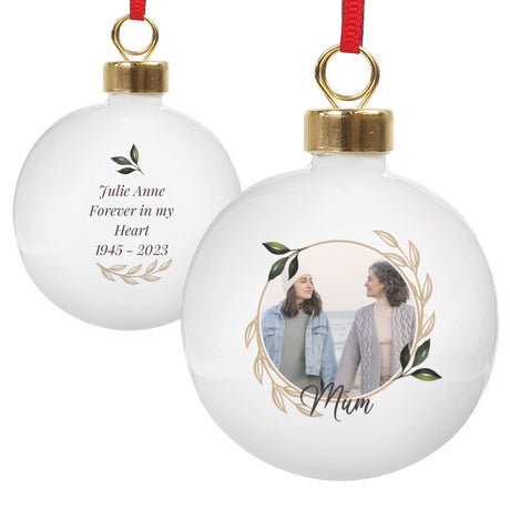 Personalised Photo Upload Memorial Bauble: 8 - Christmas Baubles By Gift Moments
