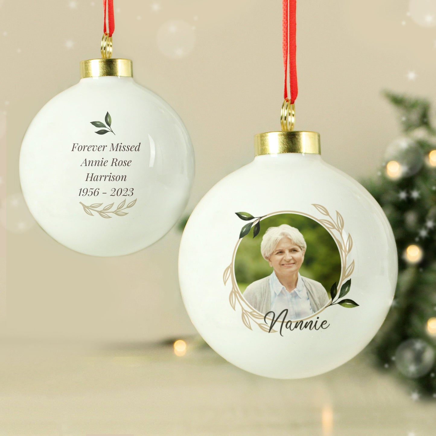 Personalised Photo Upload Memorial Bauble: 3 - Christmas Baubles By Gift Moments
