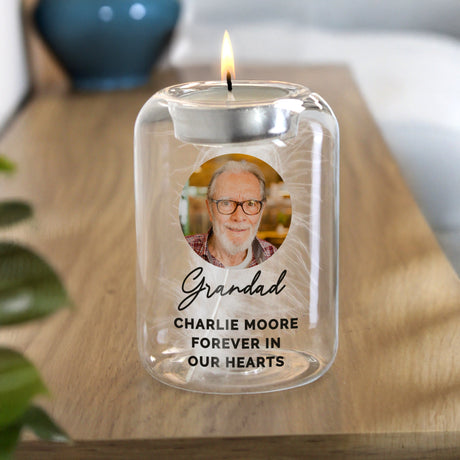 Personalised Photo Upload Memorial Feather Tealight Holder: 1 - Candle Holders By Gift Moments