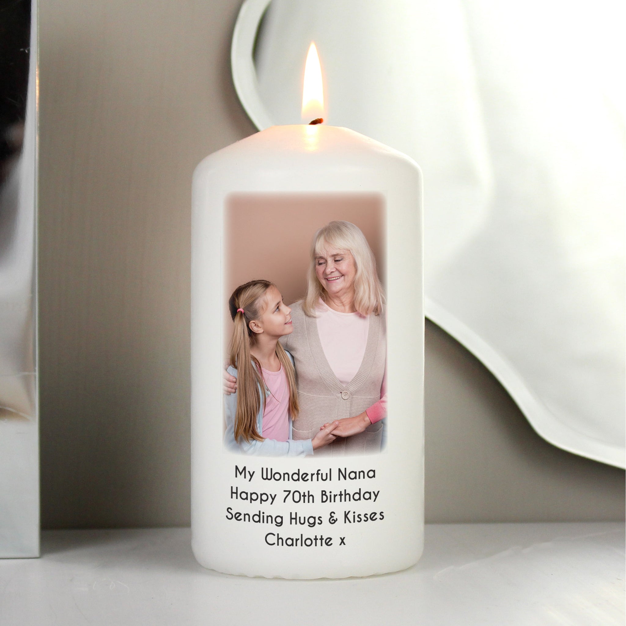 Personalised Photo Upload Pillar Candle: 5 - Candles By Gift Moments