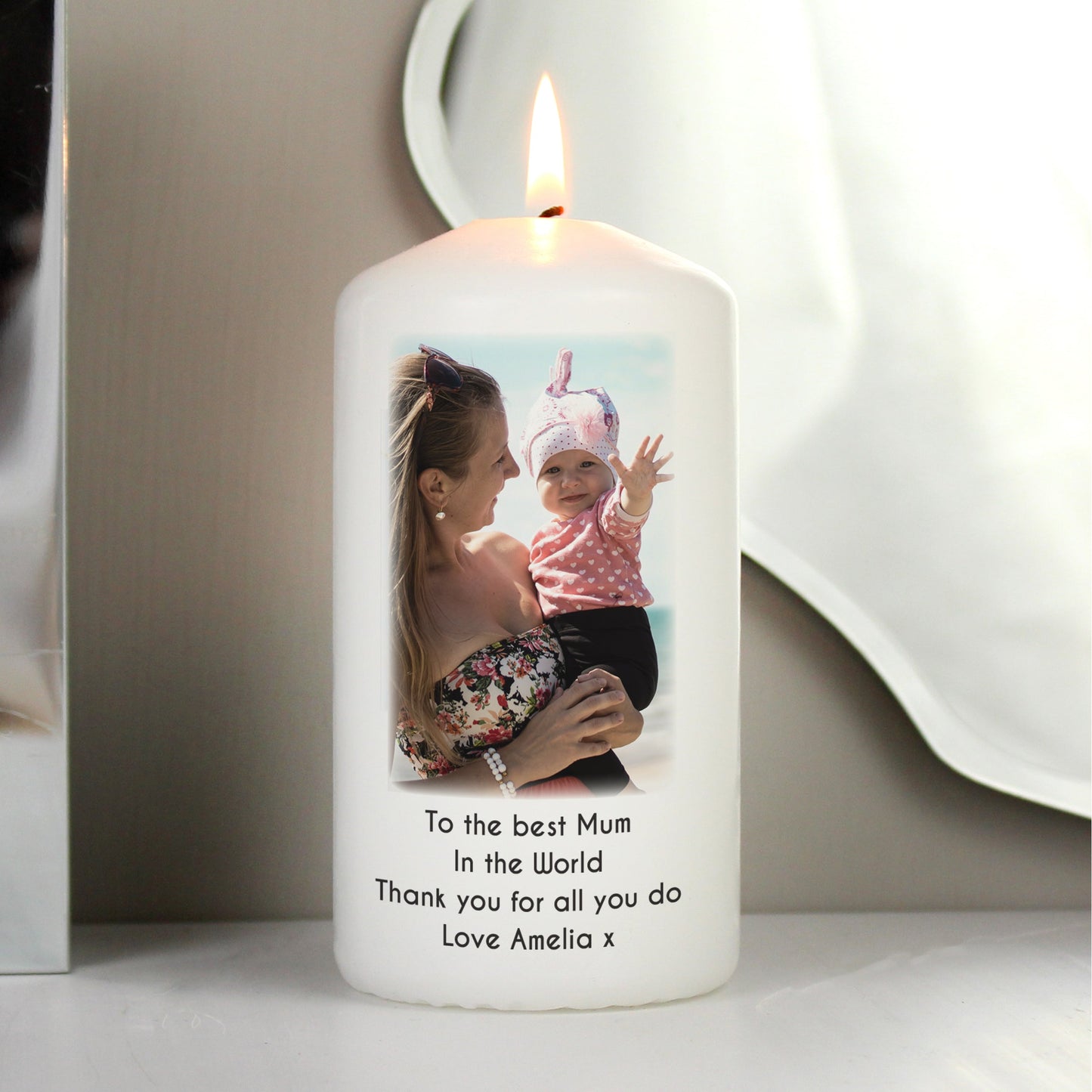 Personalised Photo Upload Pillar Candle: 7 - Candles By Gift Moments