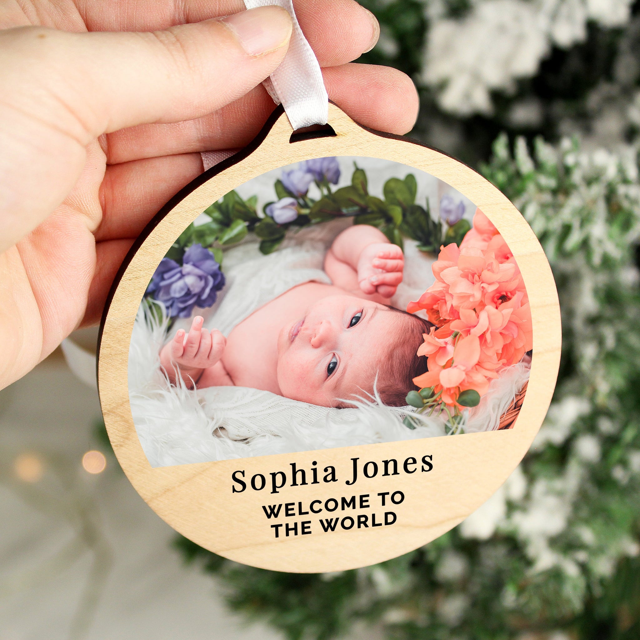 Personalised Photo Upload Round Wooden Decoration: 8 - Decorations By Gift Moments