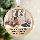 Personalised Photo Upload Round Wooden Decoration: 3 - Decorations By Gift Moments