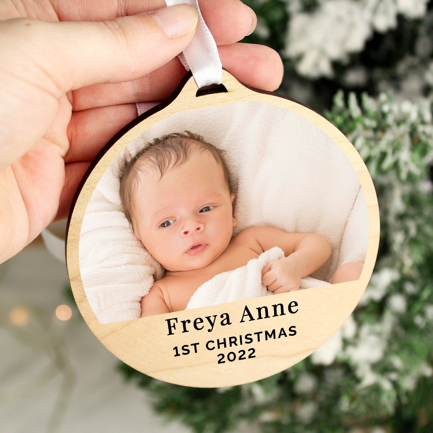 Personalised Photo Upload Round Wooden Decoration: 1 - Decorations By Gift Moments