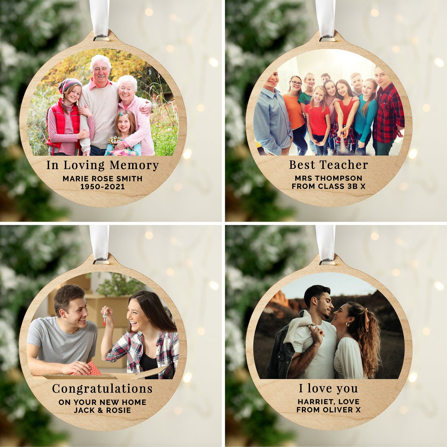 Personalised Photo Upload Round Wooden Decoration: 6 - Decorations By Gift Moments