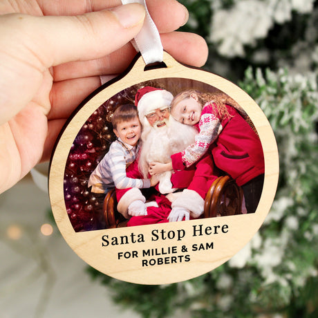 Personalised Photo Upload Round Wooden Decoration: 9 - Decorations By Gift Moments