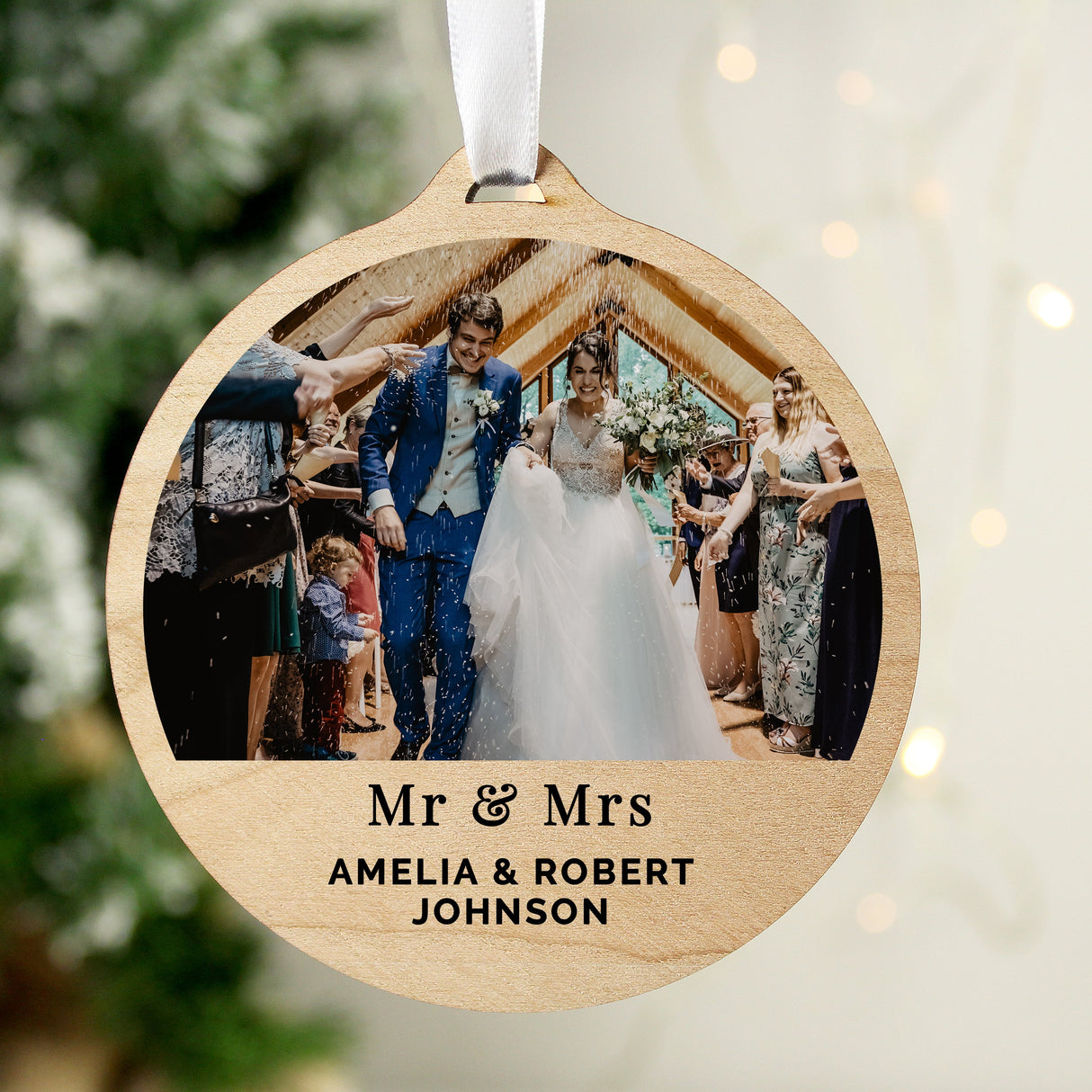 Personalised Photo Upload Round Wooden Decoration: 7 - Decorations By Gift Moments