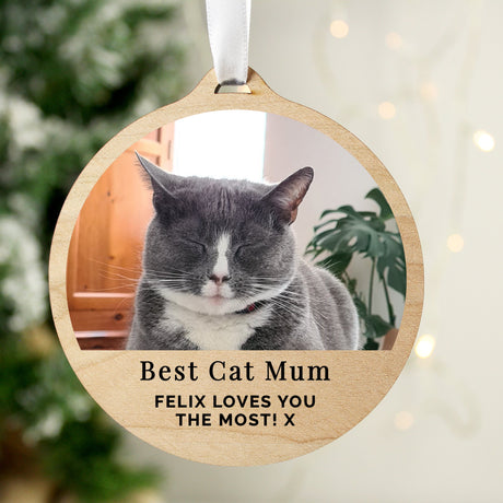 Personalised Photo Upload Round Wooden Decoration: 4 - Decorations By Gift Moments
