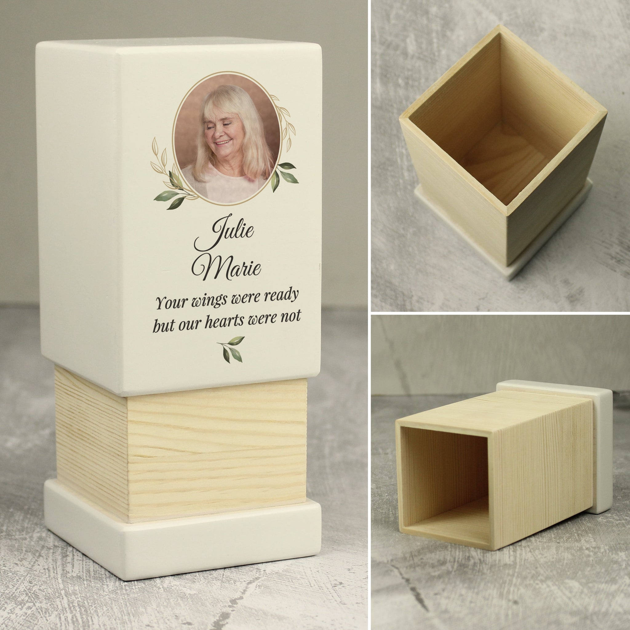 Personalised Photo Upload Small Wooden Urn: 6 - Urns By Gift Moments