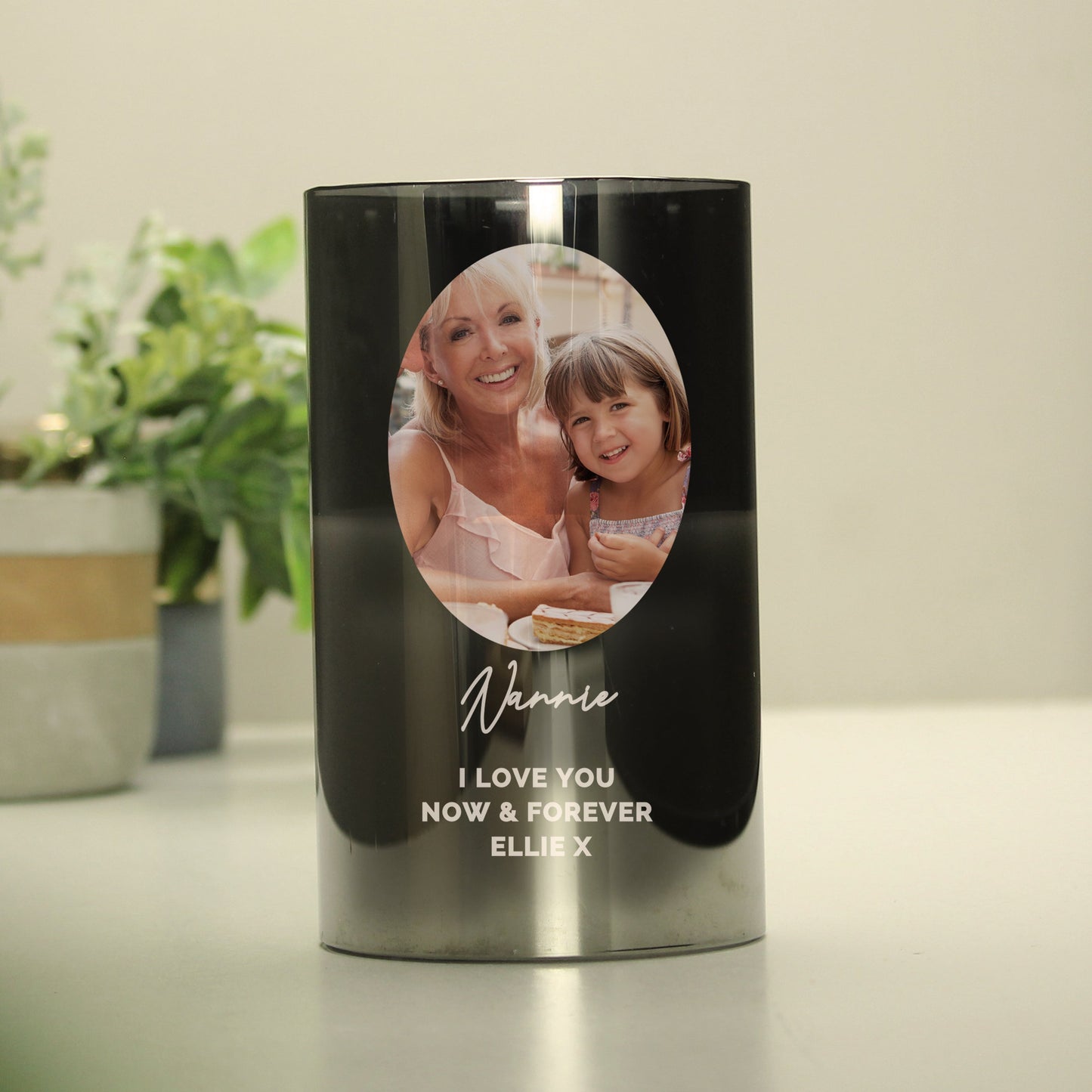 Personalised Photo Upload Smoked Glass LED Candle: 1 - LED Lighting By Gift Moments