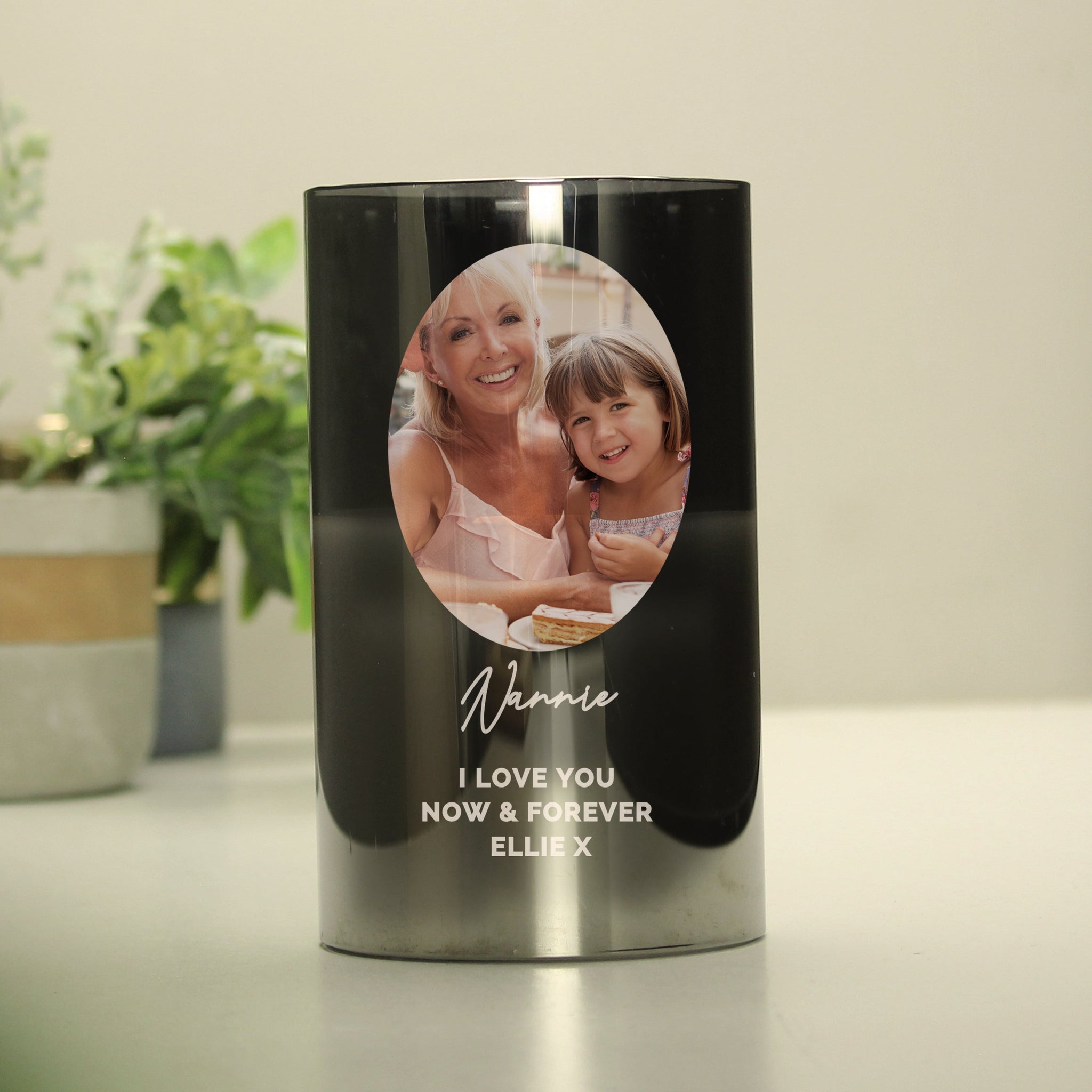 Personalised Photo Upload Smoked Glass LED Candle: 1 - LED Lighting By Gift Moments