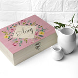 Personalised Pink Botanical Tea Box Selection: 7 Tea Boxes By Gift Moments