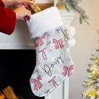 Personalised Pink Bow Christmas Stocking - Shop Christmas Stockings At Gift Moments - 2