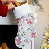 Personalised Pink Bow Christmas Stocking: 2 - Christmas Stockings By Gift Moments