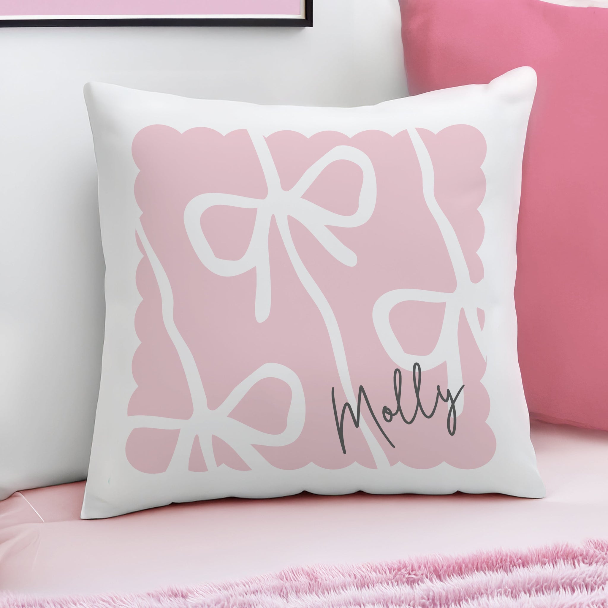 Personalised Pink Bow Cushion: 1 - Cushions By Gift Moments