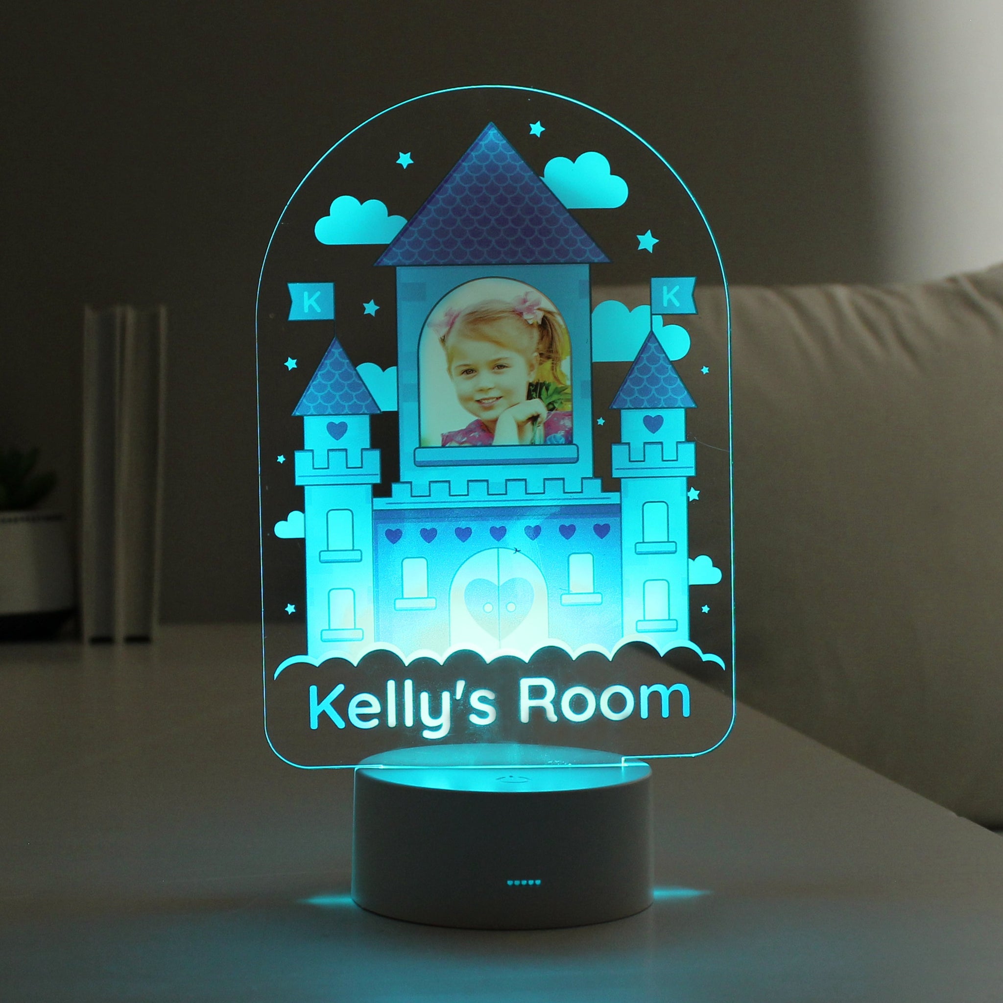 Personalised Pink Castle Photo Upload LED Colour Changing Night Light: 2 - LED Lighting By Gift Moments