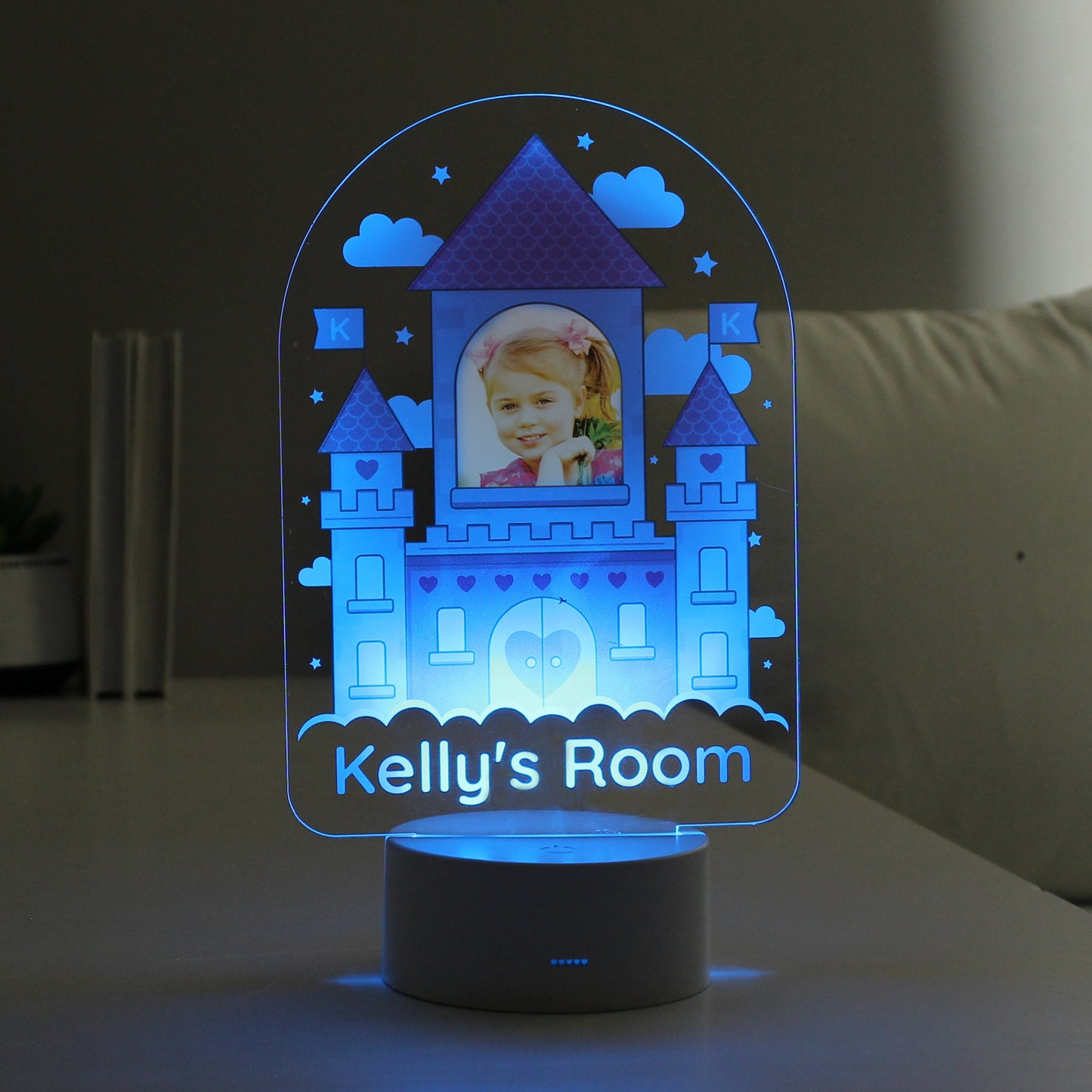 Personalised Pink Castle Photo Upload LED Colour Changing Night Light: 9 - LED Lighting By Gift Moments