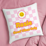 Personalised Pink Check Childrens Bedroom Cushion: 3 - Cushions By Gift Moments