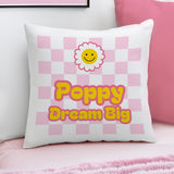 Personalised Pink Check Childrens Bedroom Cushion: 2 - Cushions By Gift Moments