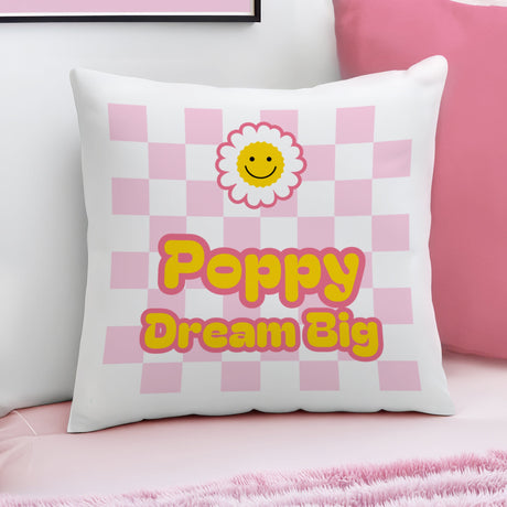 Personalised Pink Check Childrens Bedroom Cushion: 2 - Cushions By Gift Moments