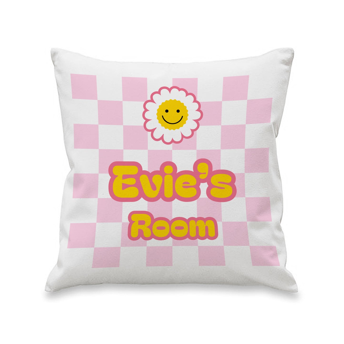 Personalised Pink Check Childrens Bedroom Cushion: 4 - Cushions By Gift Moments