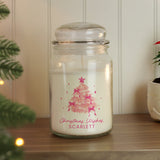 Personalised Pink Christmas Tree Large Candle Jar: 2 - Candles By Gift Moments
