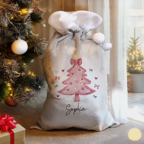 Personalised Pink Christmas Tree Sack: 2 - Christmas Sacks By Gift Moments