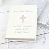 Personalised Pink Cross Holy Bible Eco friendly: 2 Books By Gift Moments