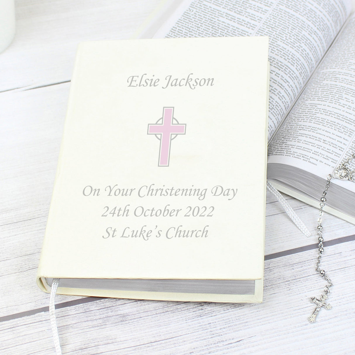Personalised Pink Cross Holy Bible Eco friendly: 1 Books By Gift Moments