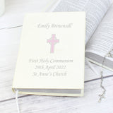 Personalised Pink Cross Holy Bible Eco friendly: 3 Books By Gift Moments